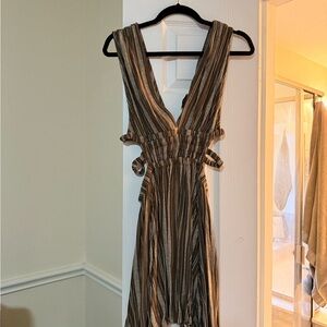 Striped Green and Tan Women's Dress